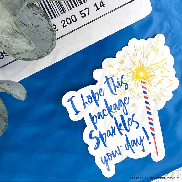 I Hope This Package Sparkles Your Day! - 2" (inches) Sticker (96ct.)  [GD76-96] - Picture 2 of 5